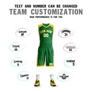 Custom Kelly Green Gold-White Graffiti Pattern Sets Bar Element Basketball Jersey