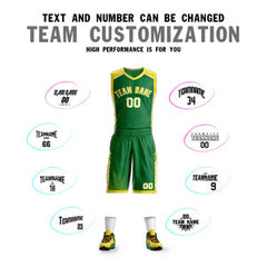 Custom Kelly Green Gold-White Graffiti Pattern Sets Bar Element Basketball Jersey