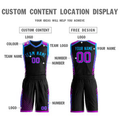 Custom Black Powder Blue Graffiti Pattern Sets Bar Element Basketball Jersey