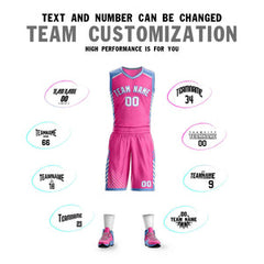 Custom Pink White-Powder Blue Graffiti Pattern Sets Bar Element Basketball Jersey