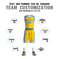 Custom Yellow Royal-White Graffiti Pattern Sets Lightning Basketball Jersey