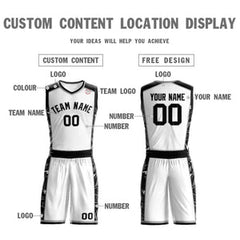 Custom White Black-Gray Graffiti Pattern Sets Lightning Basketball Jersey