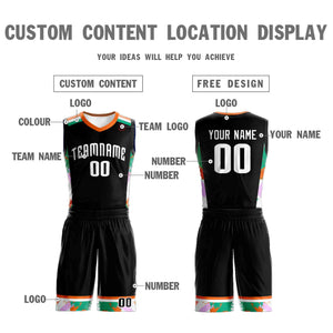 Custom Black White Graffiti Pattern Sets Basketball Jersey