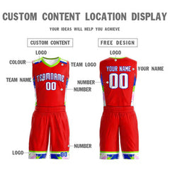 Custom Red White Graffiti Pattern Sets Basketball Jersey