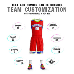 Custom Red White Graffiti Pattern Sets Basketball Jersey
