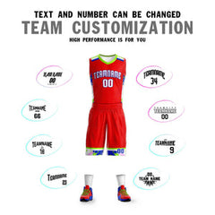 Custom Red White Graffiti Pattern Sets Basketball Jersey
