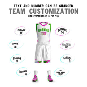Custom White Green Graffiti Pattern Sets Basketball Jersey