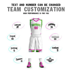 Custom White Green Graffiti Pattern Sets Basketball Jersey