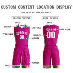 Custom Rose Pink White Graffiti Pattern Sets Basketball Jersey