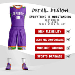 Custom Purple White Graffiti Pattern Sets Basketball Jersey