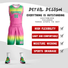 Custom Kelly Green Yellow Kelly Green-White Gradient Fashion Sets Basketball Jersey