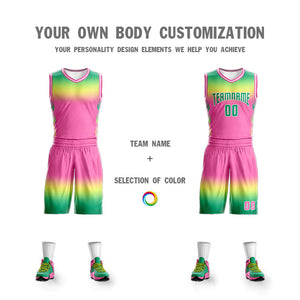 Custom Kelly Green Yellow Kelly Green-White Gradient Fashion Sets Basketball Jersey