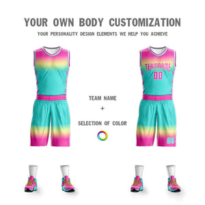 Custom Rose Pink Yellow Pink-White Gradient Fashion Sets Basketball Jersey