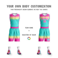 Custom Rose Pink Yellow Pink-White Gradient Fashion Sets Basketball Jersey