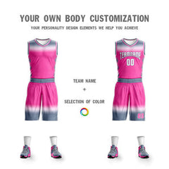 Custom Gray White White-White Gradient Fashion Sets Basketball Jersey