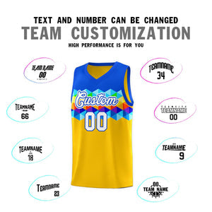 Custom Royal Gold-White Personalized Colorful Basketball Jersey Sets
