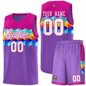 Custom Rose Pink Purple-White Personalized Colorful Basketball Jersey Sets