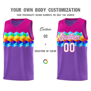 Custom Rose Pink Purple-White Personalized Colorful Basketball Jersey Sets