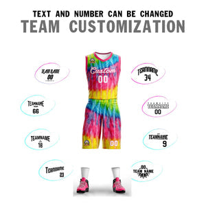 Custom Pink White-Pink Graffiti Pattern Sets Mesh Basketball Jersey