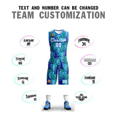 Custom Blue White-Powder Blue Graffiti Pattern Sets Mesh Basketball Jersey
