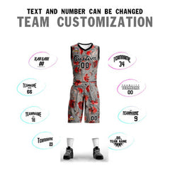 Custom Gray Black-White Graffiti Pattern Sets Mesh Basketball Jersey