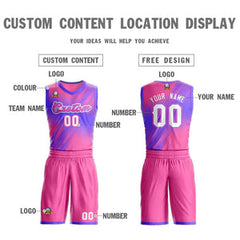 Custom Pink Pink-Purple Gradient Fashion Sets Slash Basketball Jersey
