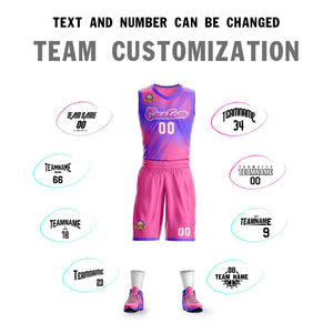 Custom Pink Pink-Purple Gradient Fashion Sets Slash Basketball Jersey