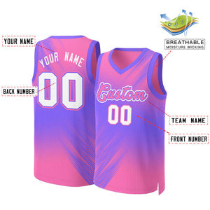 Custom Pink Pink-Purple Gradient Fashion Tops Slash Basketball Jersey