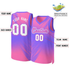 Custom Pink Pink-Purple Gradient Fashion Tops Slash Basketball Jersey