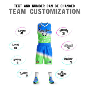 Custom Blue Green-Black Gradient Fashion Sets Slash Basketball Jersey