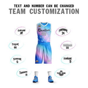 Custom Powder Blue Powder Blue-Black Gradient Fashion Sets Slash Basketball Jersey