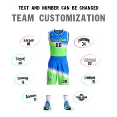 Custom Blue Green-Blue Gradient Fashion Sets Slash Basketball Jersey