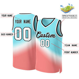 Custom Aqua Red-Black Gradient Fashion Tops Slash Basketball Jersey