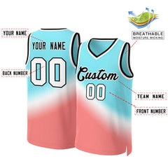 Custom Aqua Red-Black Gradient Fashion Tops Slash Basketball Jersey