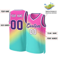 Custom Red Green-Purple Gradient Fashion Tops Slash Basketball Jersey