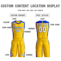 Custom Gold White-Royal Classic Sets Mesh Basketball Jersey