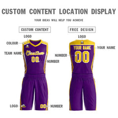 Custom Purple Gold-White Classic Sets Mesh Basketball Jersey