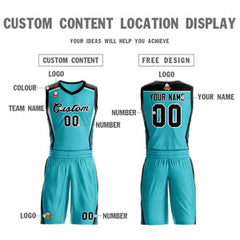 Custom Aqua Black-White Classic Sets Mesh Basketball Jersey