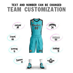 Custom Aqua Black-White Classic Sets Mesh Basketball Jersey