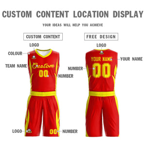 Custom Red Gold Classic Sets Mesh Basketball Jersey