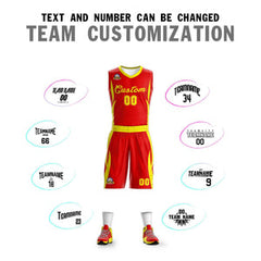 Custom Red Gold Classic Sets Mesh Basketball Jersey