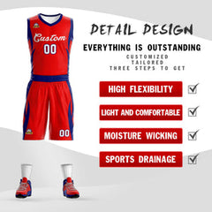 Custom Red White Classic Sets Mesh Basketball Jersey