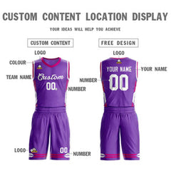 Custom Purple White Classic Sets Mesh Basketball Jersey