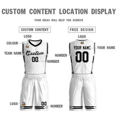 Custom White Black Classic Sets Mesh Basketball Jersey