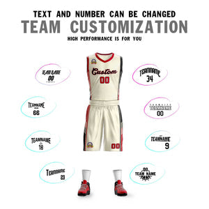 Custom Cream Red-Black Classic Sets Sports Uniform Basketball Jersey