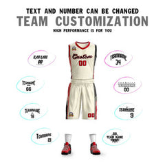 Custom Cream Red-Black Classic Sets Sports Uniform Basketball Jersey