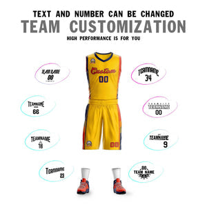 Custom Gold Navy-Orange Classic Sets Sports Uniform Basketball Jersey