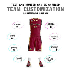 Custom Maroon Cream-Black Classic Sets Sports Uniform Basketball Jersey
