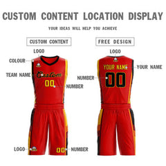 Custom Red Black-Gold Classic Sets Sports Uniform Basketball Jersey