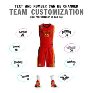 Custom Red Black-Gold Classic Sets Sports Uniform Basketball Jersey